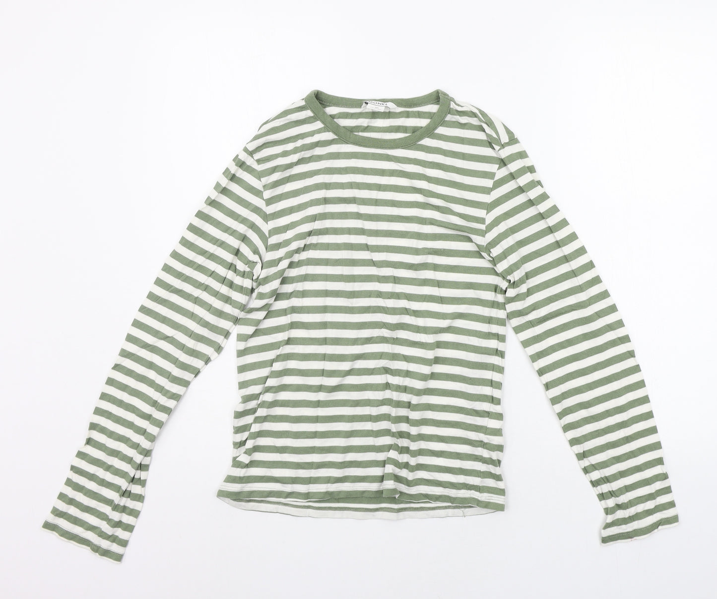 MONKL Womens Green Striped  Basic T-Shirt Size XS