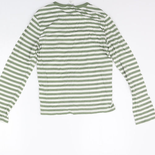 MONKL Womens Green Striped  Basic T-Shirt Size XS