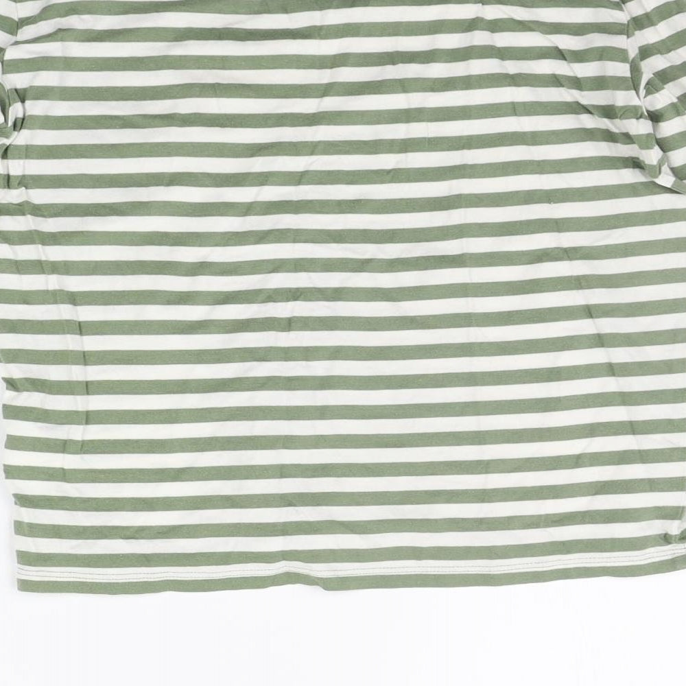MONKL Womens Green Striped  Basic T-Shirt Size XS