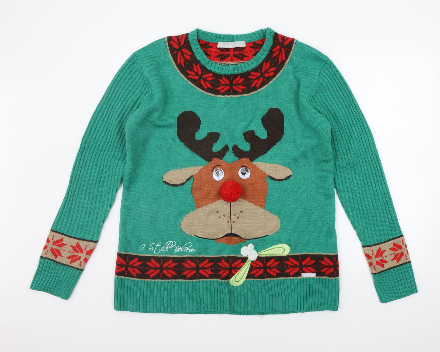 CHRIMBOFREAKS Mens Green   Pullover Jumper Size XL  - christams