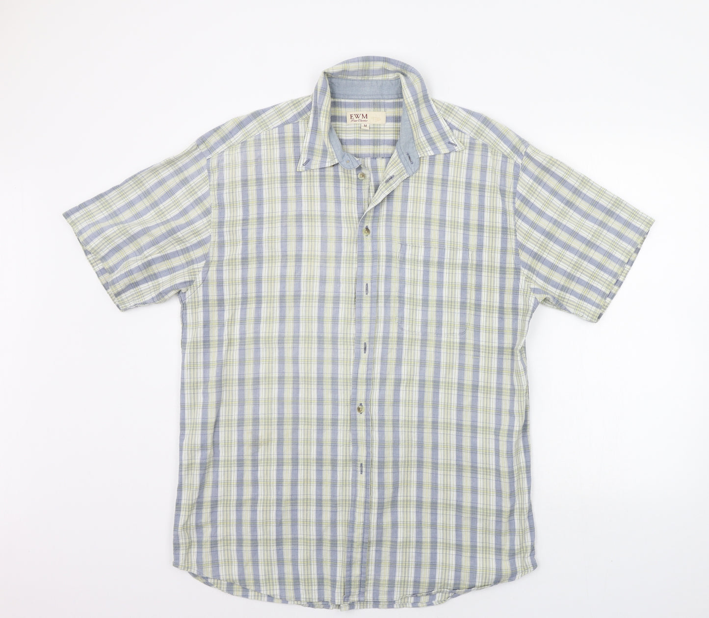 EWM Mens Blue Striped   Button-Up Size M