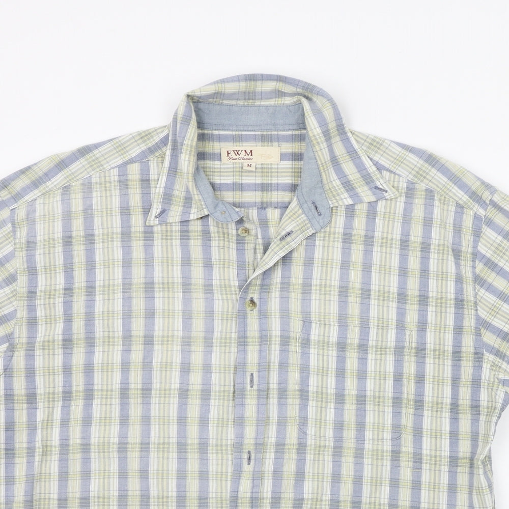 EWM Mens Blue Striped   Button-Up Size M
