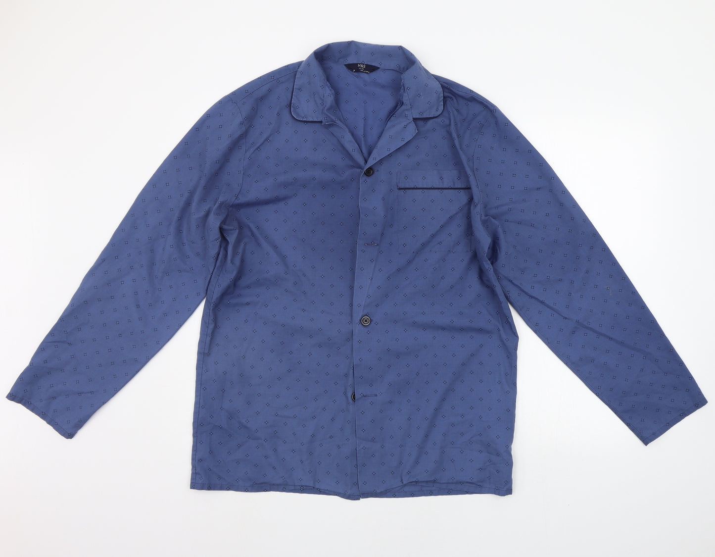 Marks and Spencer Mens Blue Geometric   Button-Up Size M