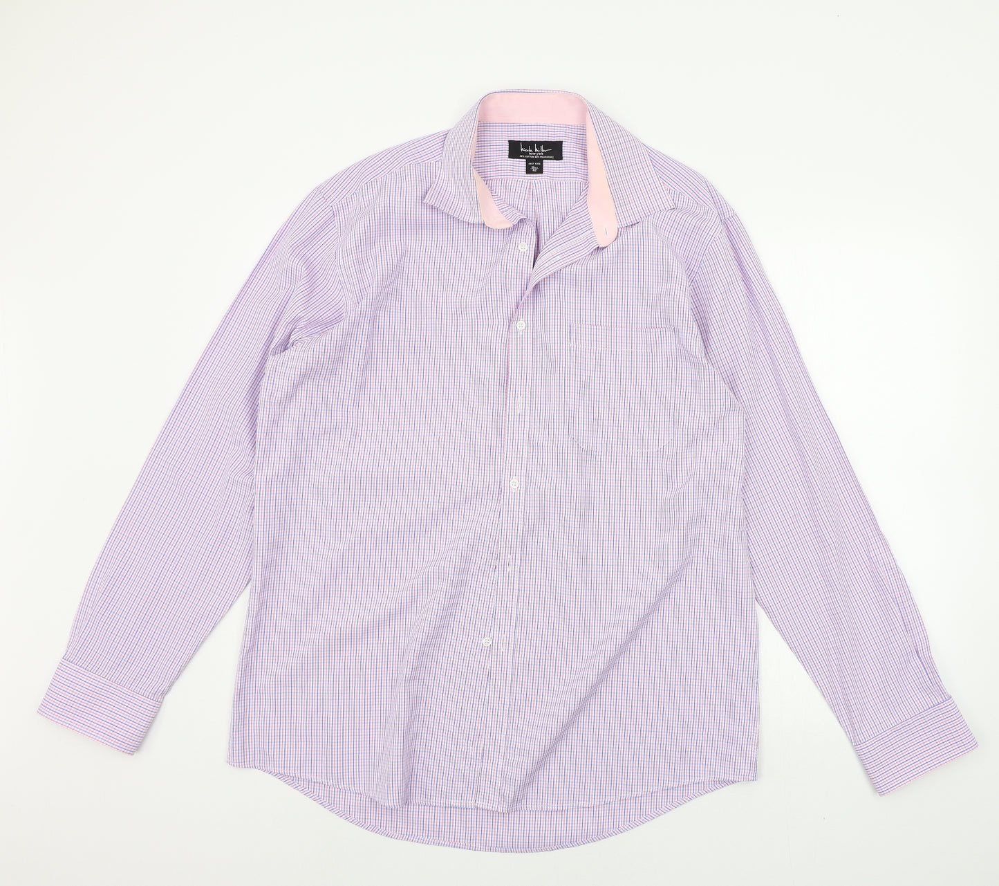 Nicole Hiller Mens Purple Striped   Button-Up Size 16.5