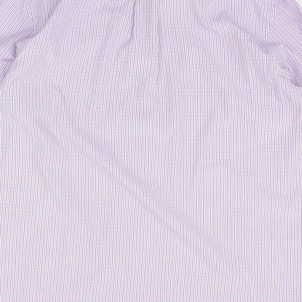 Nicole Hiller Mens Purple Striped   Button-Up Size 16.5
