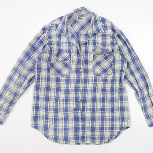 Moto Menswear Mens Blue Check   Button-Up Size 14
