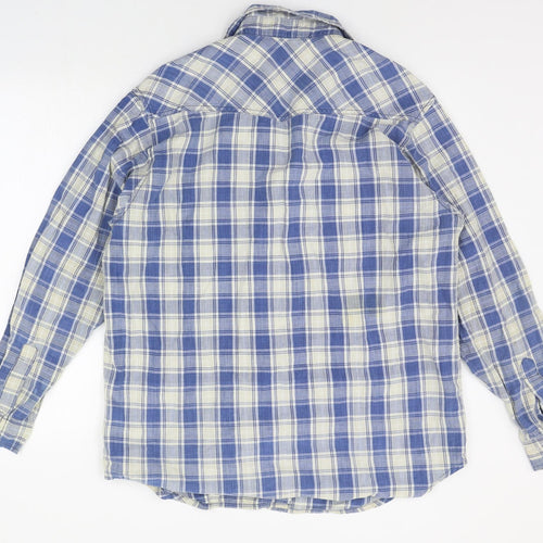 Moto Menswear Mens Blue Check   Button-Up Size 14
