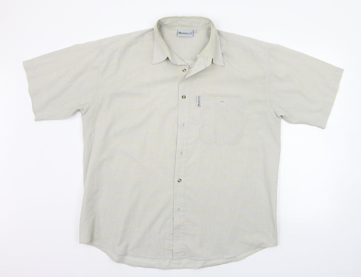 Outdoors scene Mens Grey Striped   Button-Up Size L