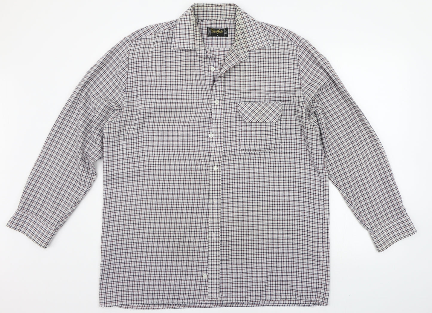 shirtmaster Mens Grey Check   Button-Up Size M