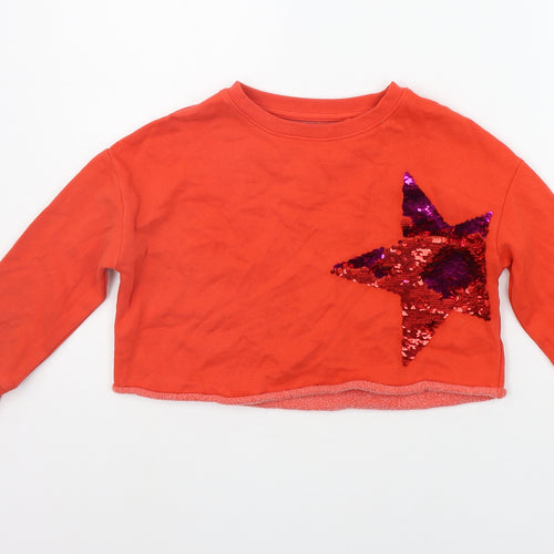 NEXT Girls Orange   Pullover Jumper Size 5 Years  - SEQUIN