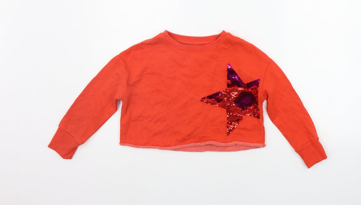 NEXT Girls Orange Pullover Jumper Size 5 Years - SEQUIN