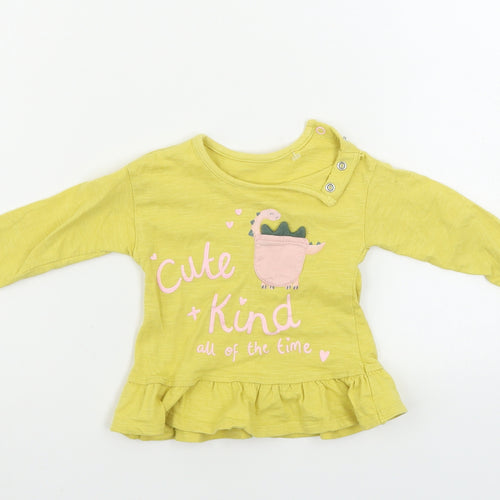 George  Girls Yellow   Basic T-Shirt Size 3-6 Months