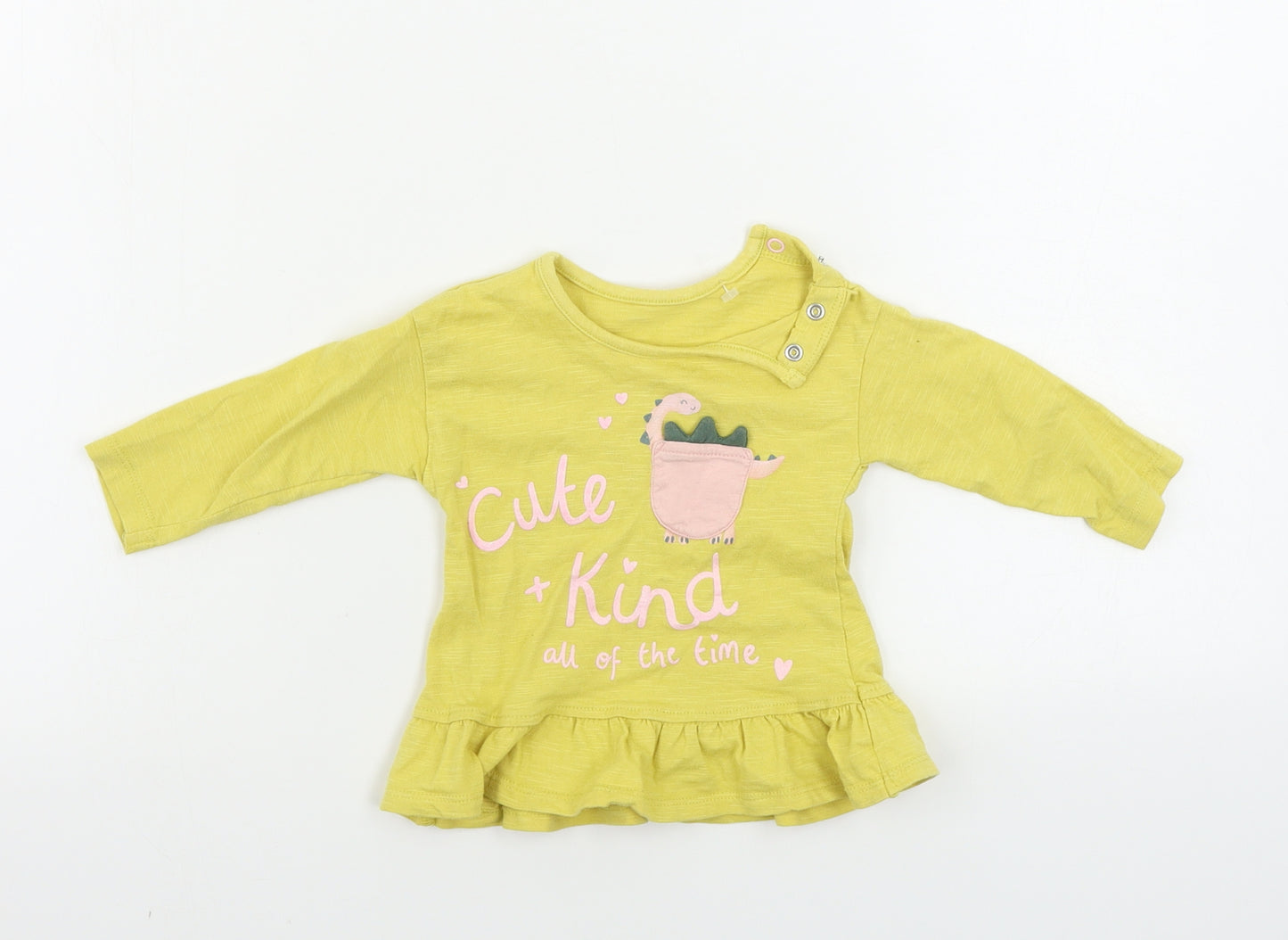 George  Girls Yellow   Basic T-Shirt Size 3-6 Months