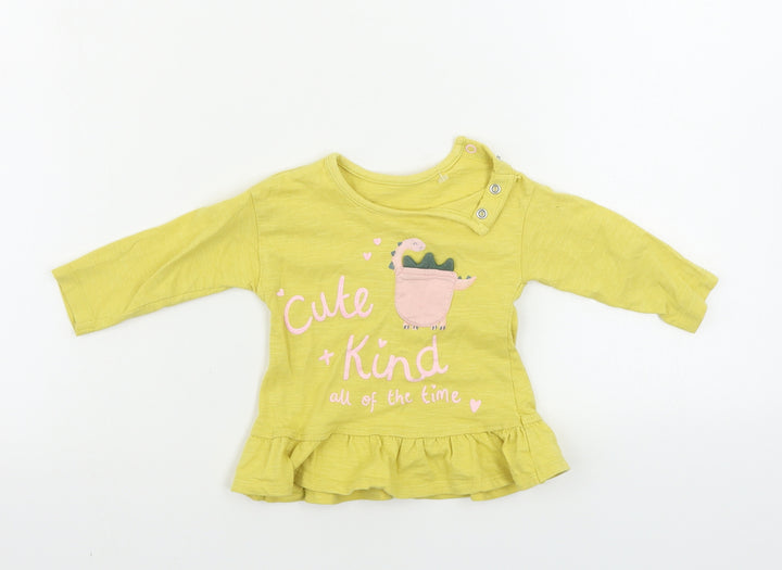 George  Girls Yellow   Basic T-Shirt Size 3-6 Months