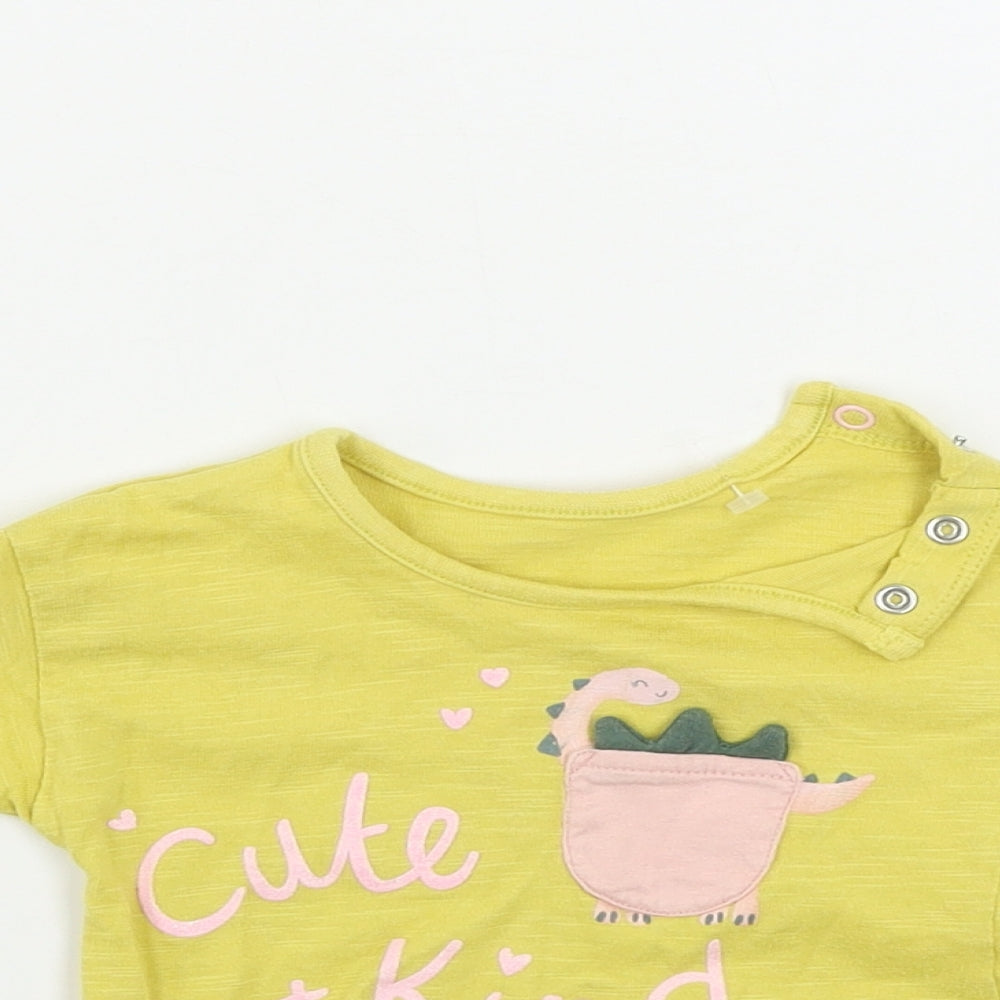 George  Girls Yellow   Basic T-Shirt Size 3-6 Months