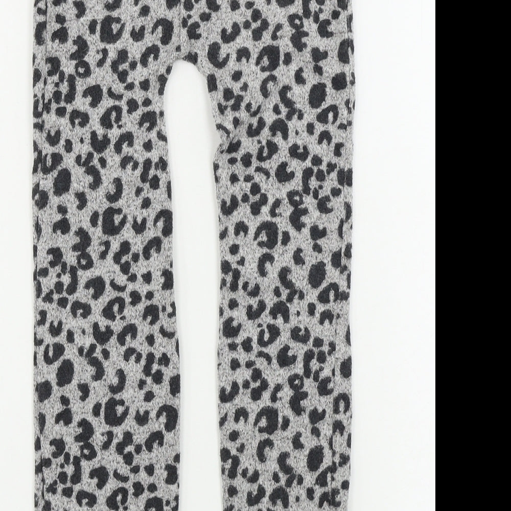 George  Girls Grey Animal Print  Jegging Trousers Size 5-6 Years