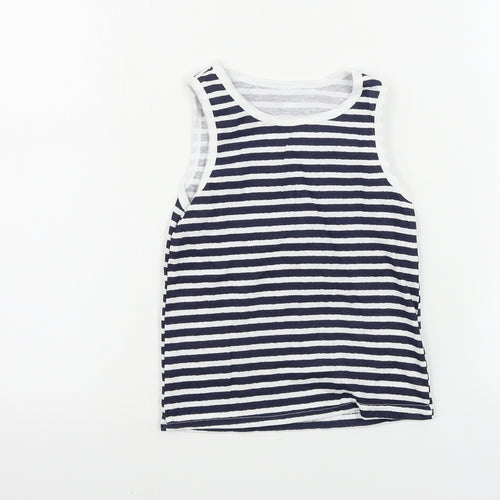 Primark  Girls White Striped  Basic T-Shirt Size 6-7 Years