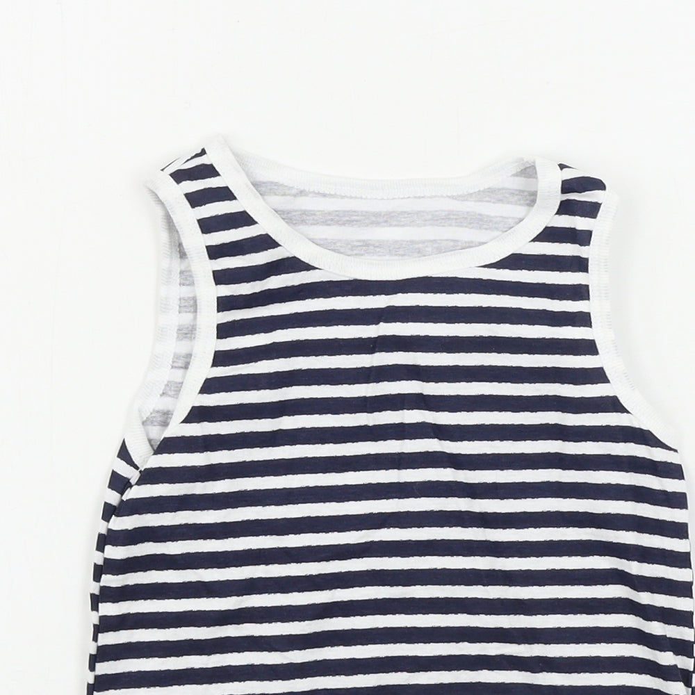 Primark  Girls White Striped  Basic T-Shirt Size 6-7 Years