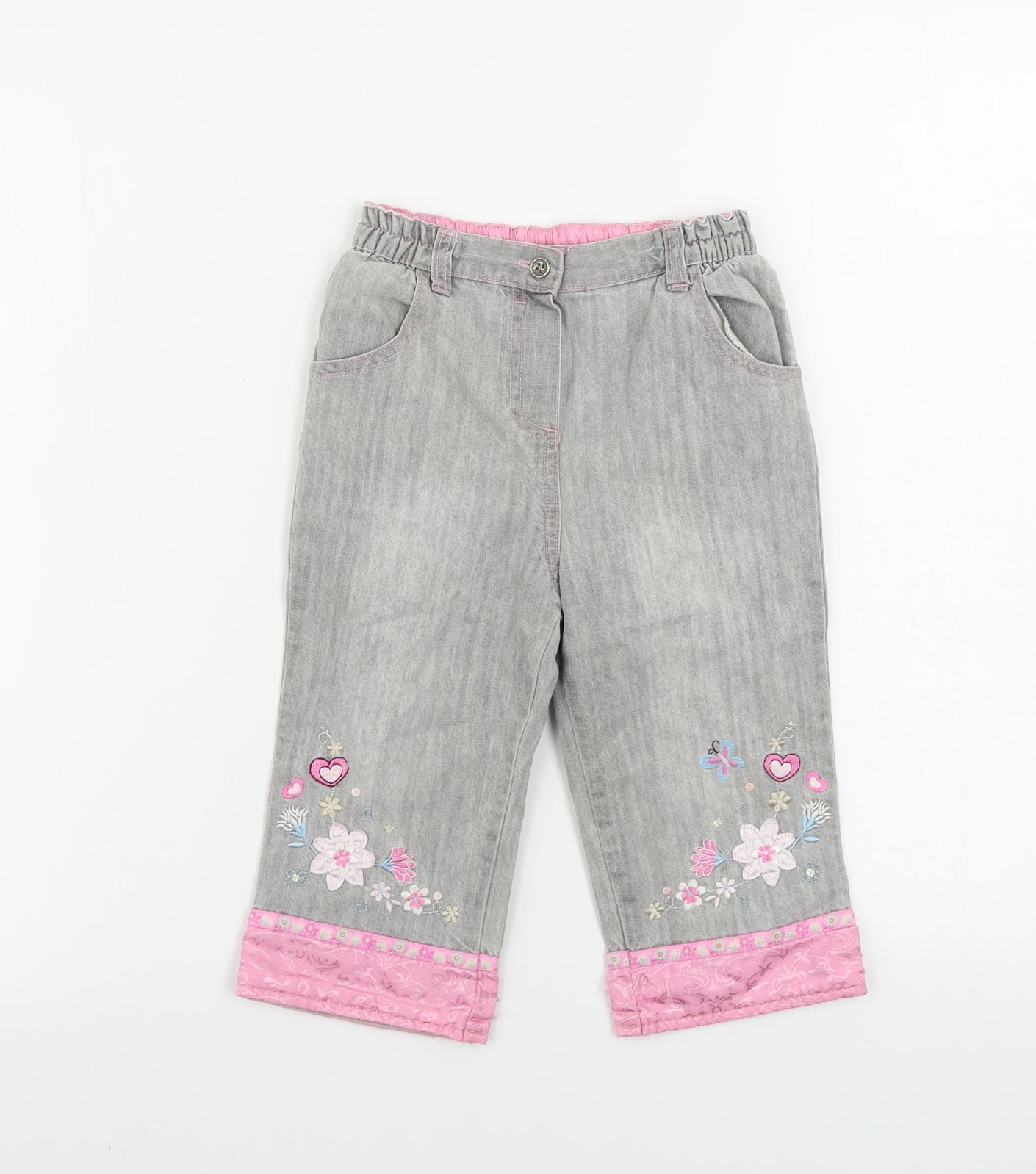 Ladybird  Girls Grey   Cargo Jeans Size 18-24 Months  - butterfly pattern