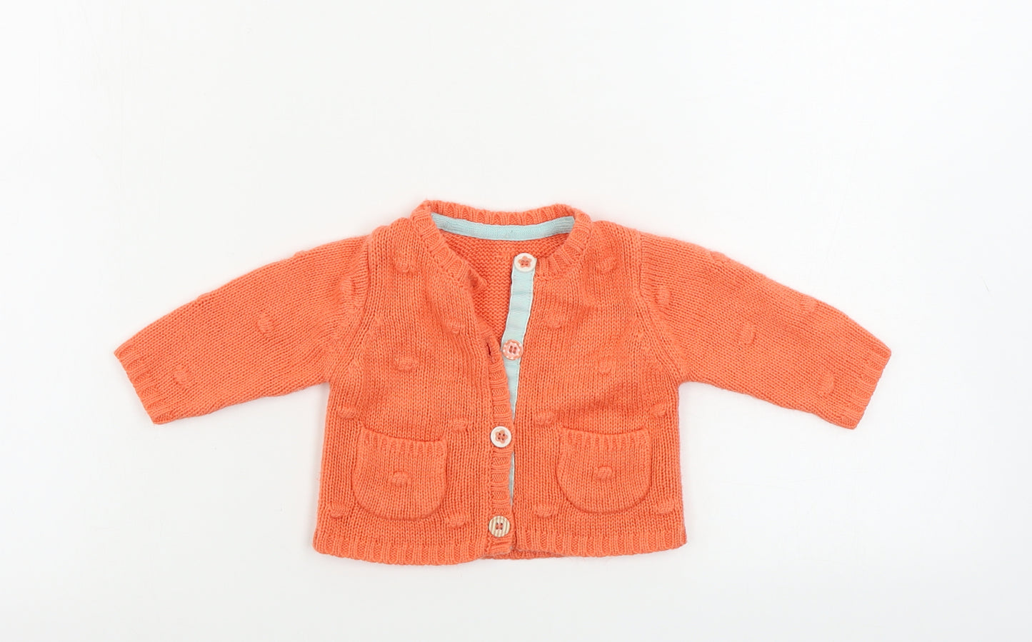 Nutmeg Girls Orange   Cardigan Jumper Size 0-3 Months