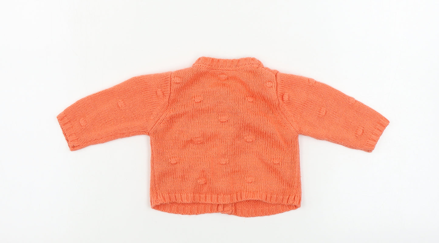 Nutmeg Girls Orange   Cardigan Jumper Size 0-3 Months
