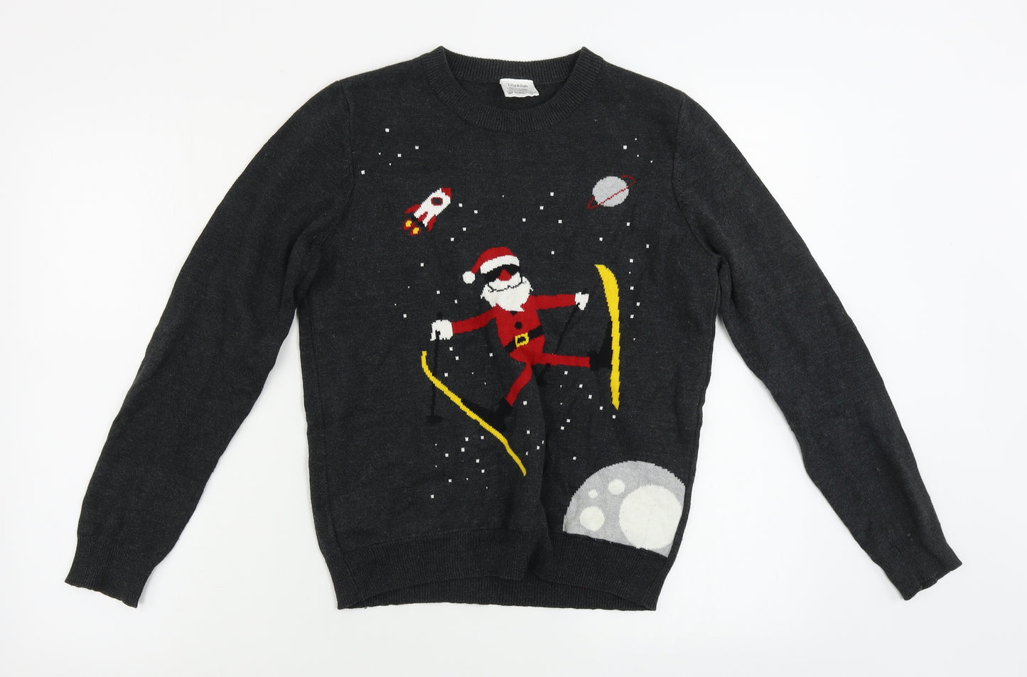 lily&dan    Boys Grey   Pullover Jumper Size 11-12 Years  - Christmas Jumper