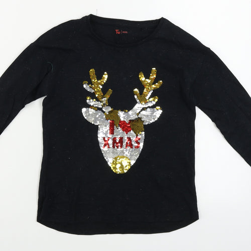 TU Boys Black   Basic T-Shirt Size 11 Years  - sequin detail
