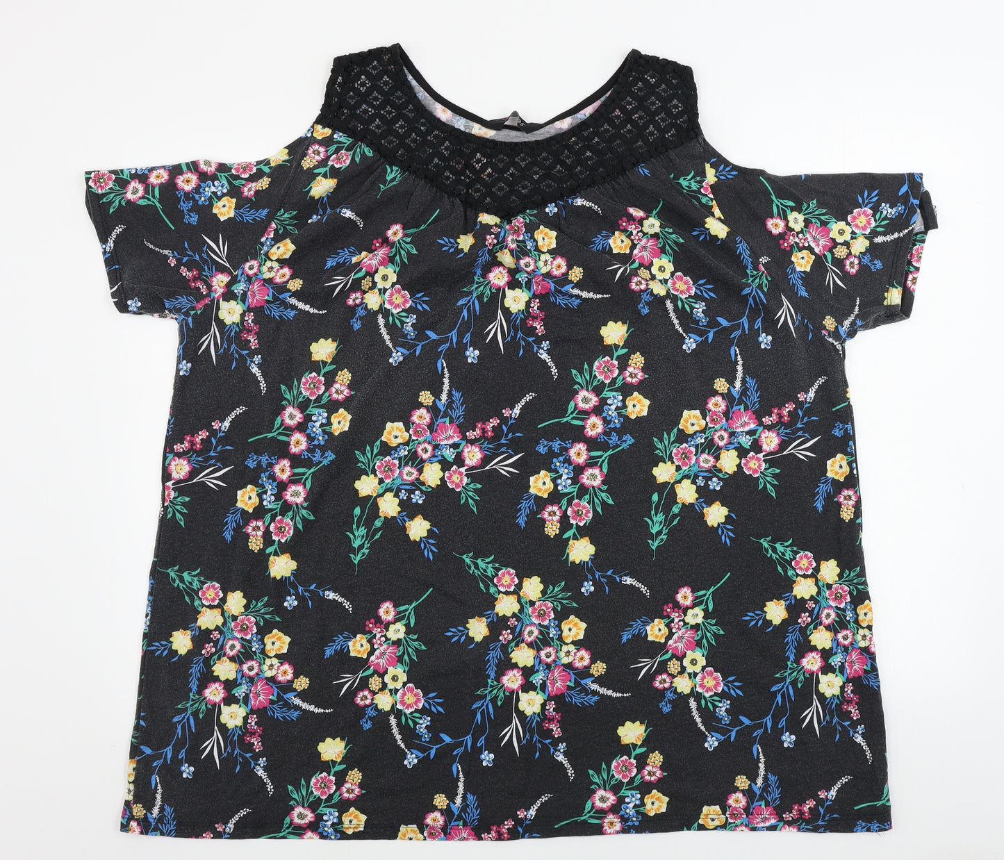 yours  Womens Black Floral  Camisole T-Shirt Size 22