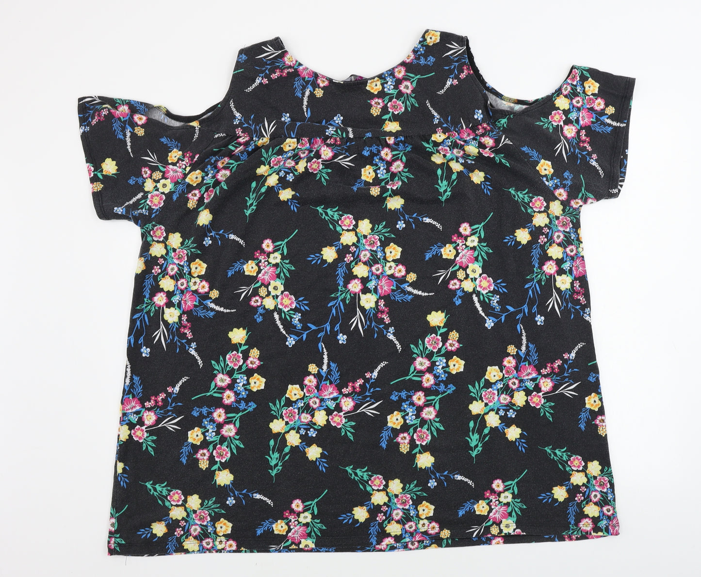 yours  Womens Black Floral  Camisole T-Shirt Size 22