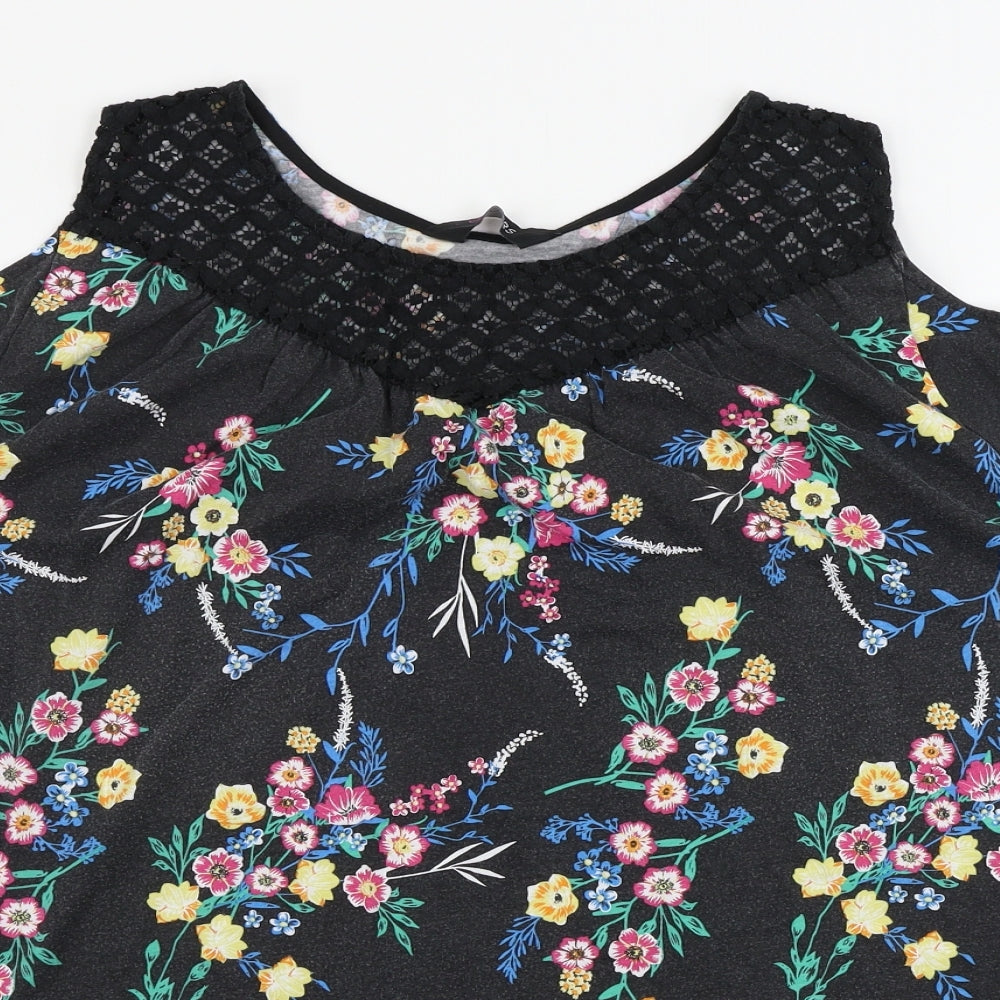 yours  Womens Black Floral  Camisole T-Shirt Size 22