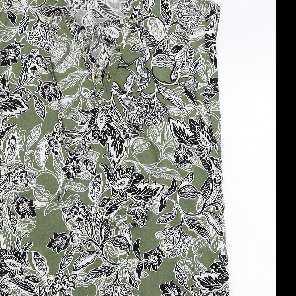 Peacocks  Womens Green Floral  A-Line  Size 16