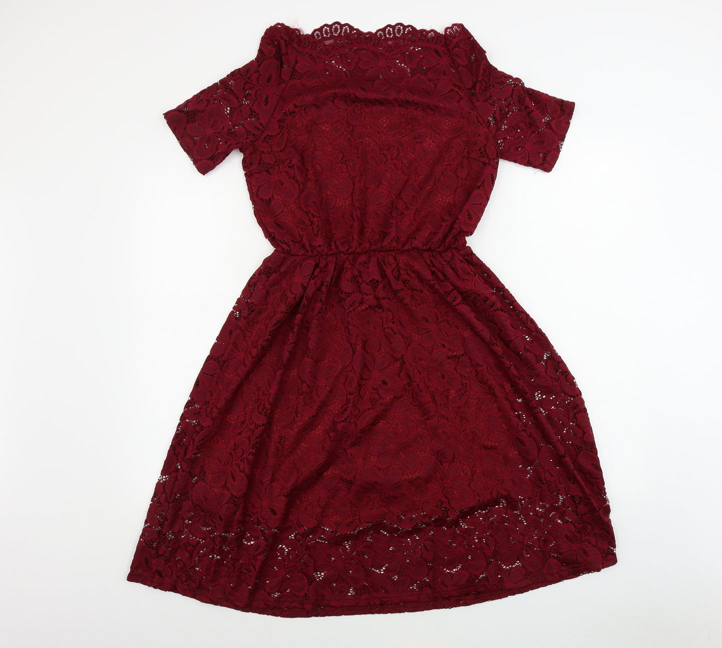 Preworn  Womens Red Floral  A-Line  Size L
