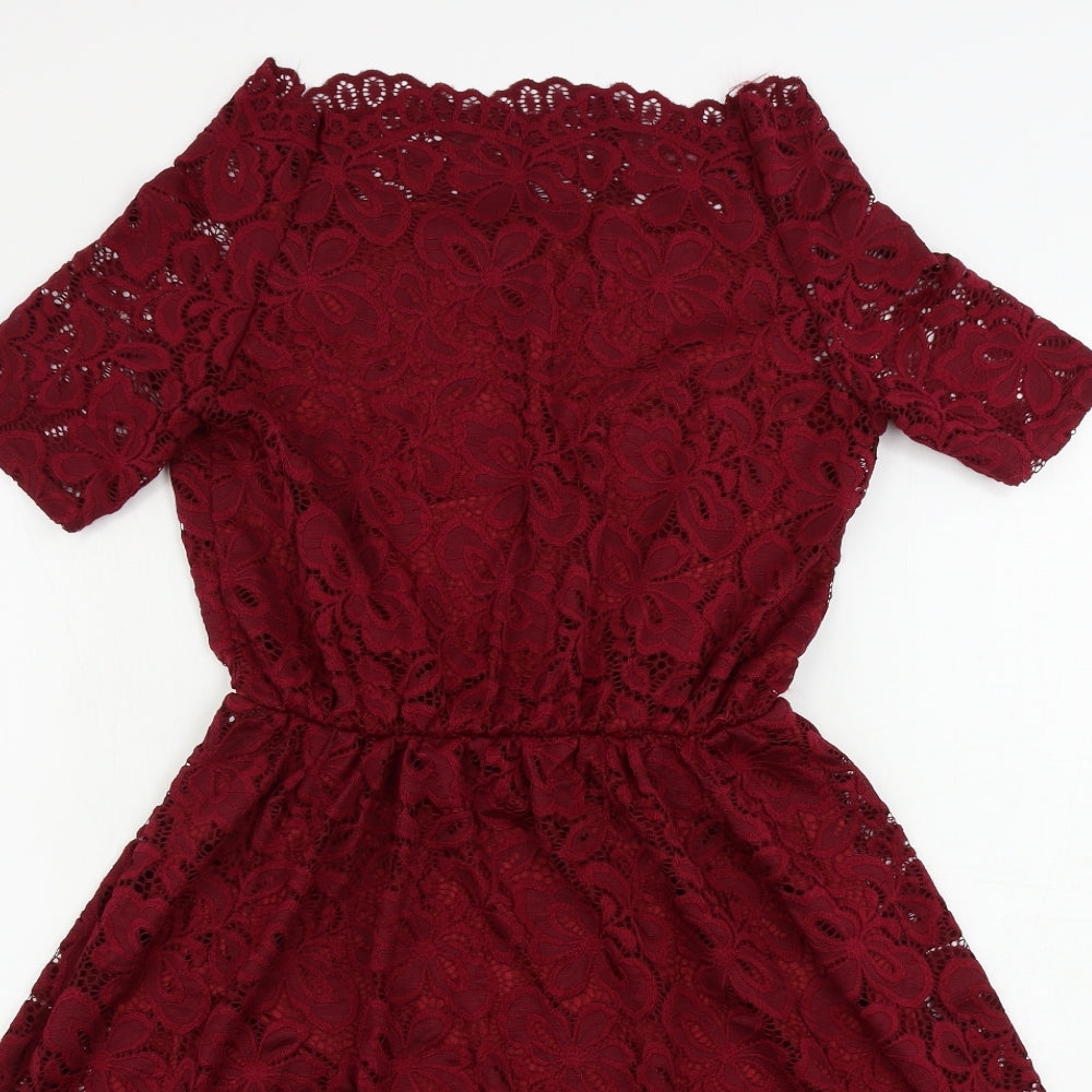 Preworn  Womens Red Floral  A-Line  Size L