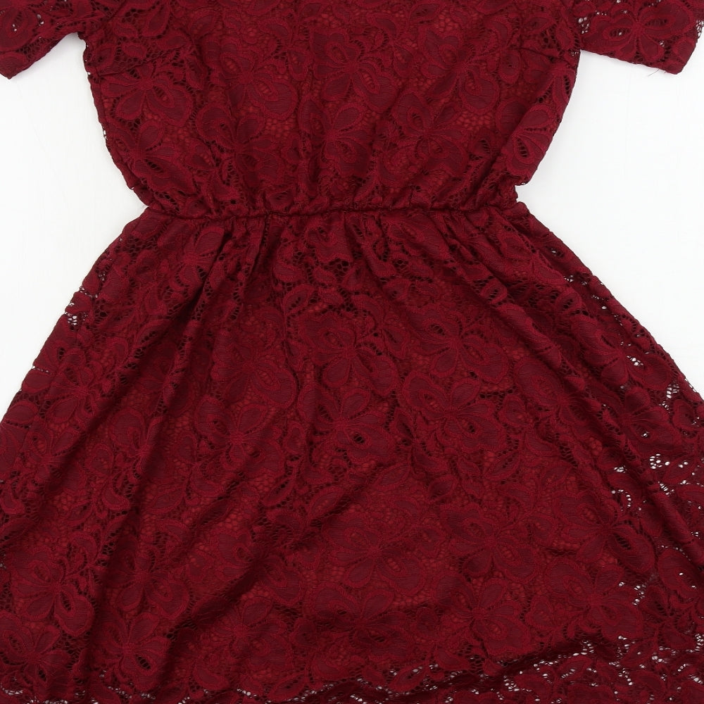 Preworn  Womens Red Floral  A-Line  Size L