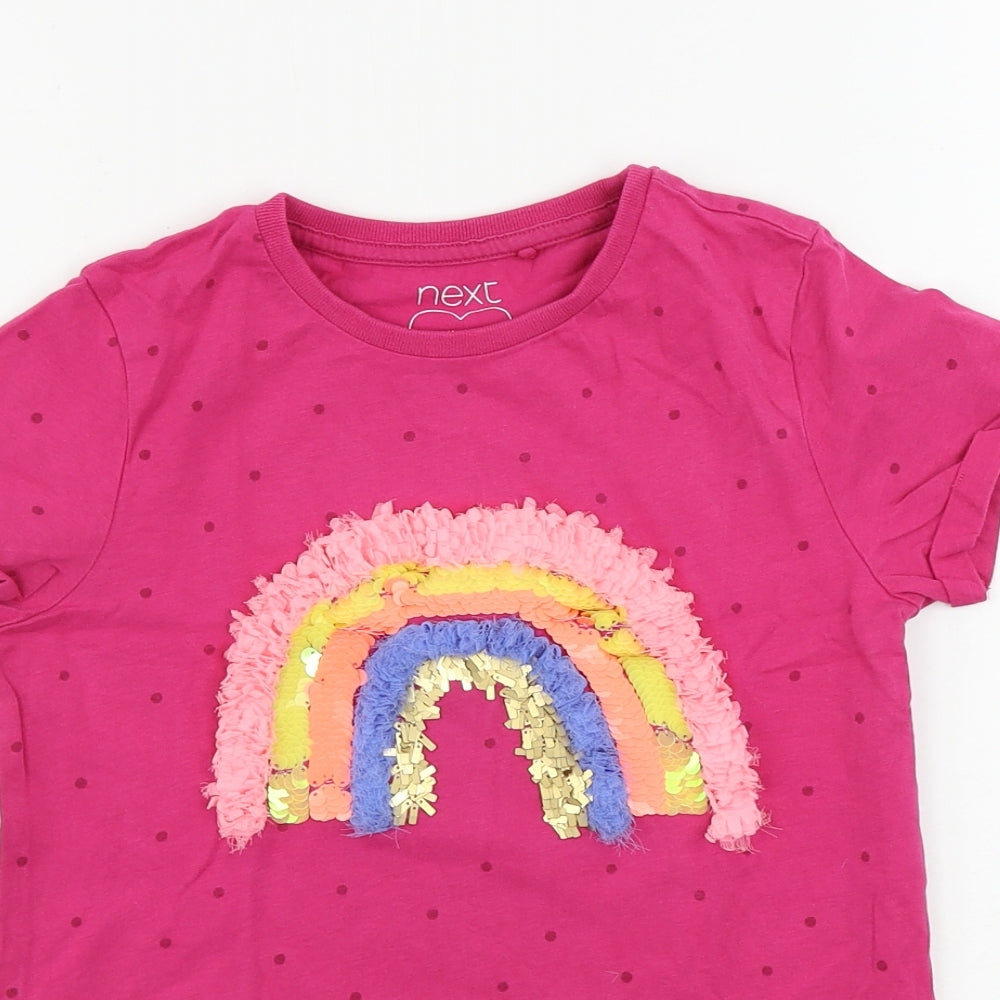 NEXT  Girls Pink   Basic T-Shirt Size 10 Years  - sequin detail