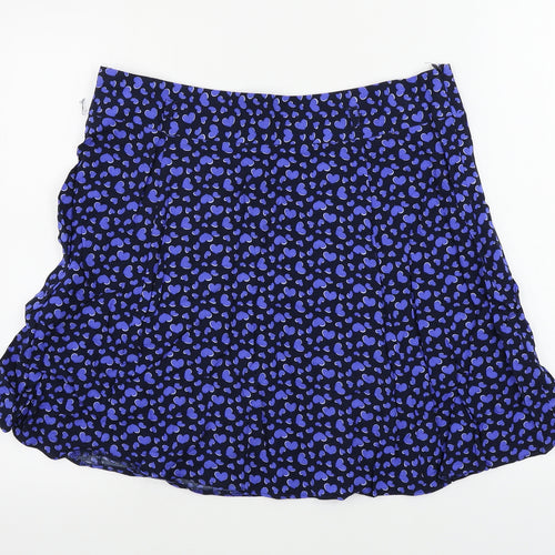 Papaya  Womens Blue Animal Print  A-Line Skirt Size 34 in