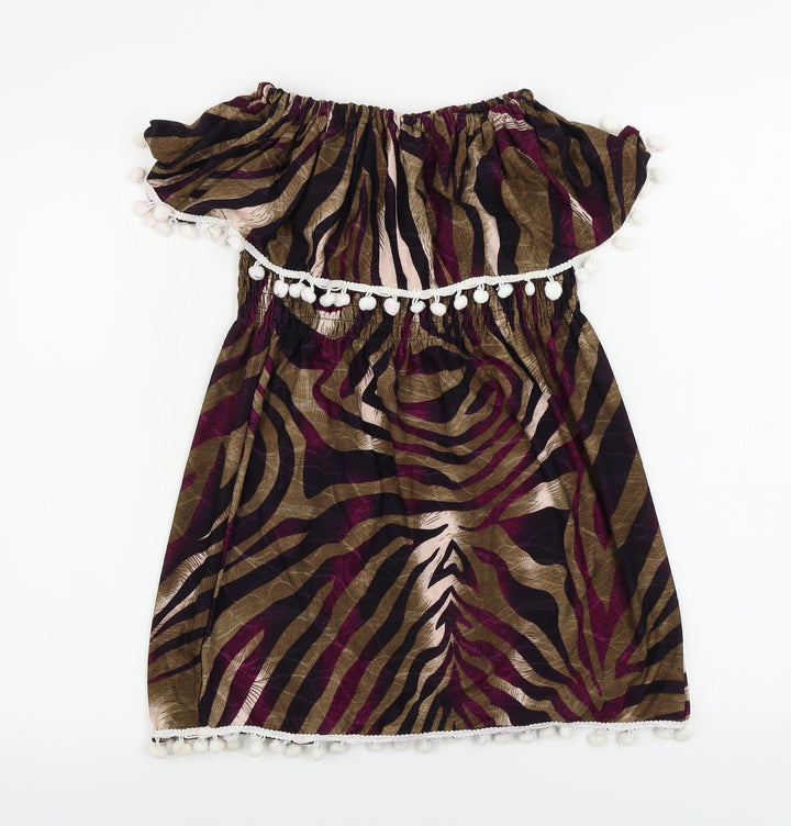 Preworn  Girls Brown Animal Print  A-Line  Size L