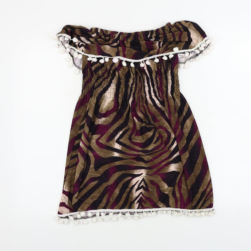 Preworn  Girls Brown Animal Print  A-Line  Size L