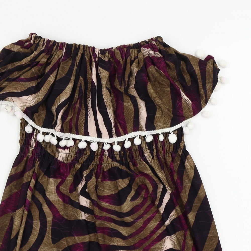 Preworn  Girls Brown Animal Print  A-Line  Size L