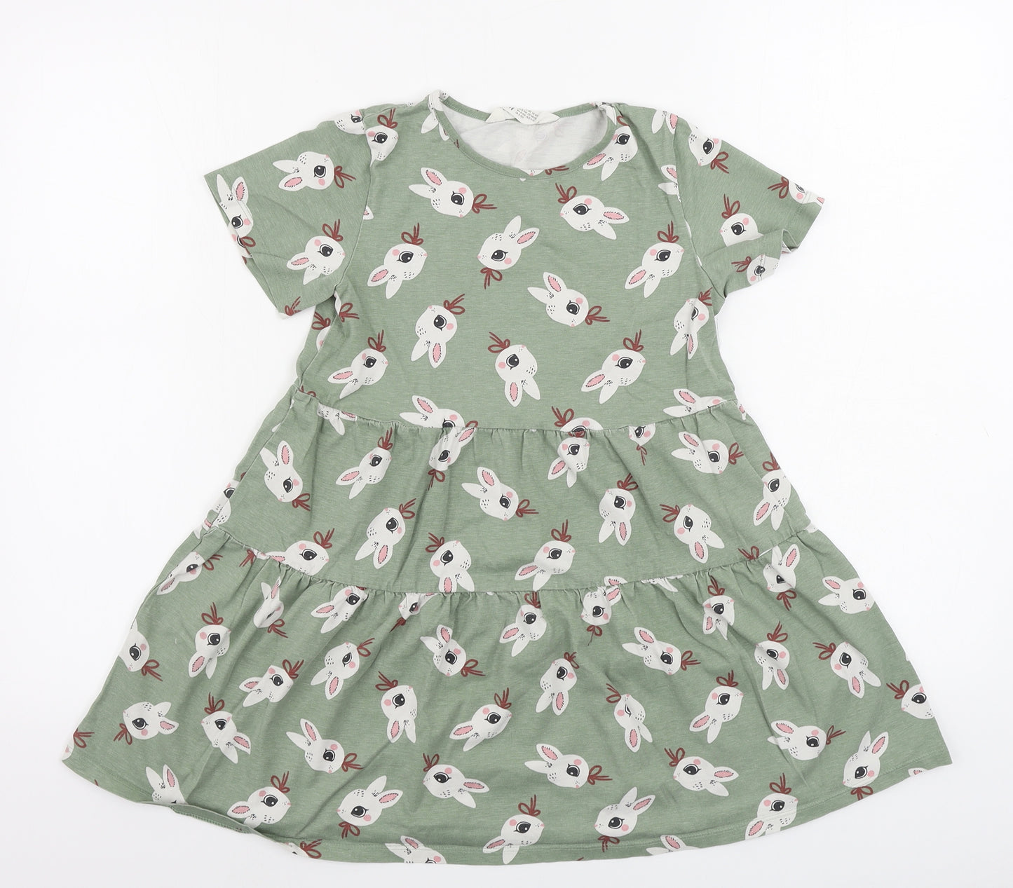 H&M  Girls Green   A-Line  Size 8-9 Years  - Bunny Rabbit