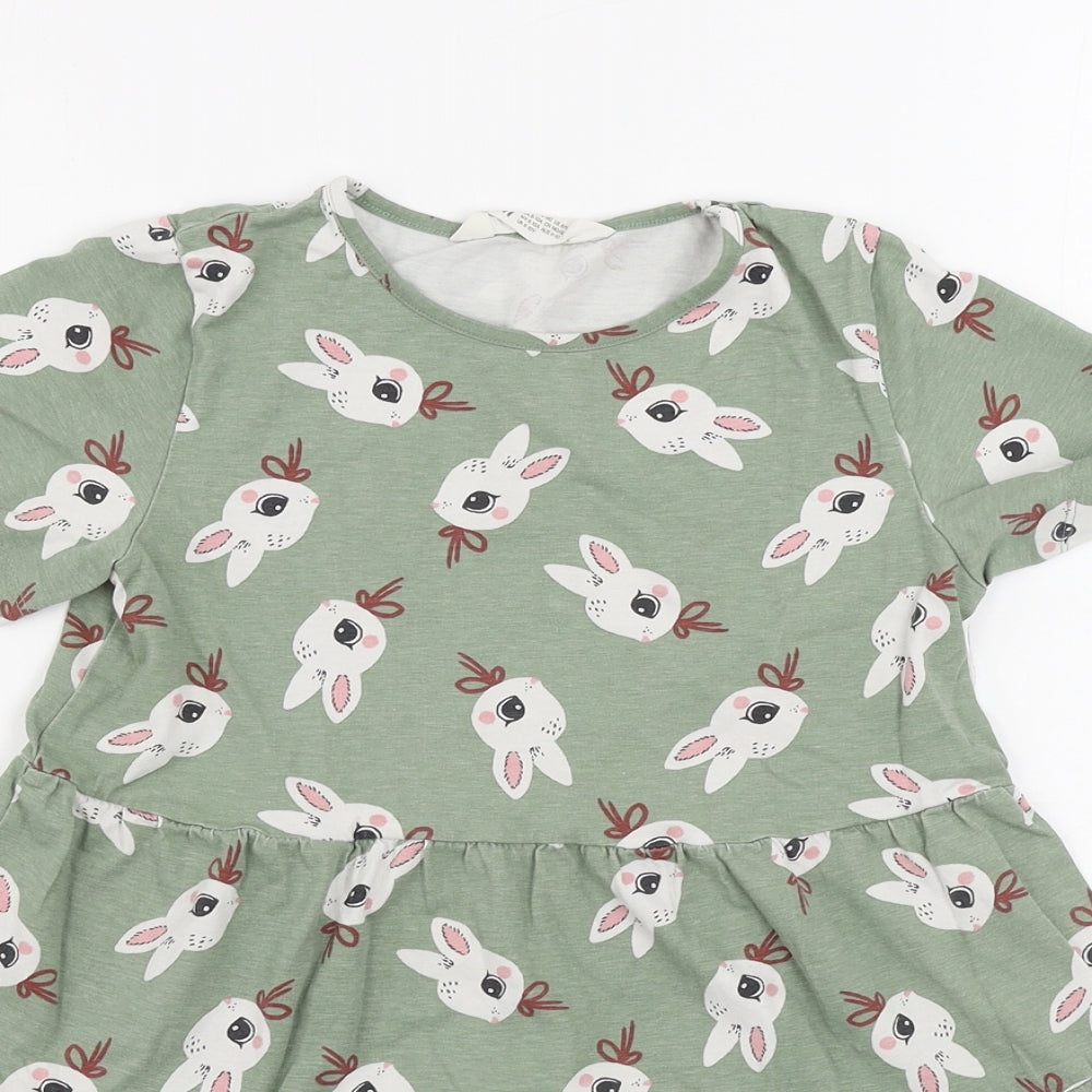 H&M  Girls Green   A-Line  Size 8-9 Years  - Bunny Rabbit