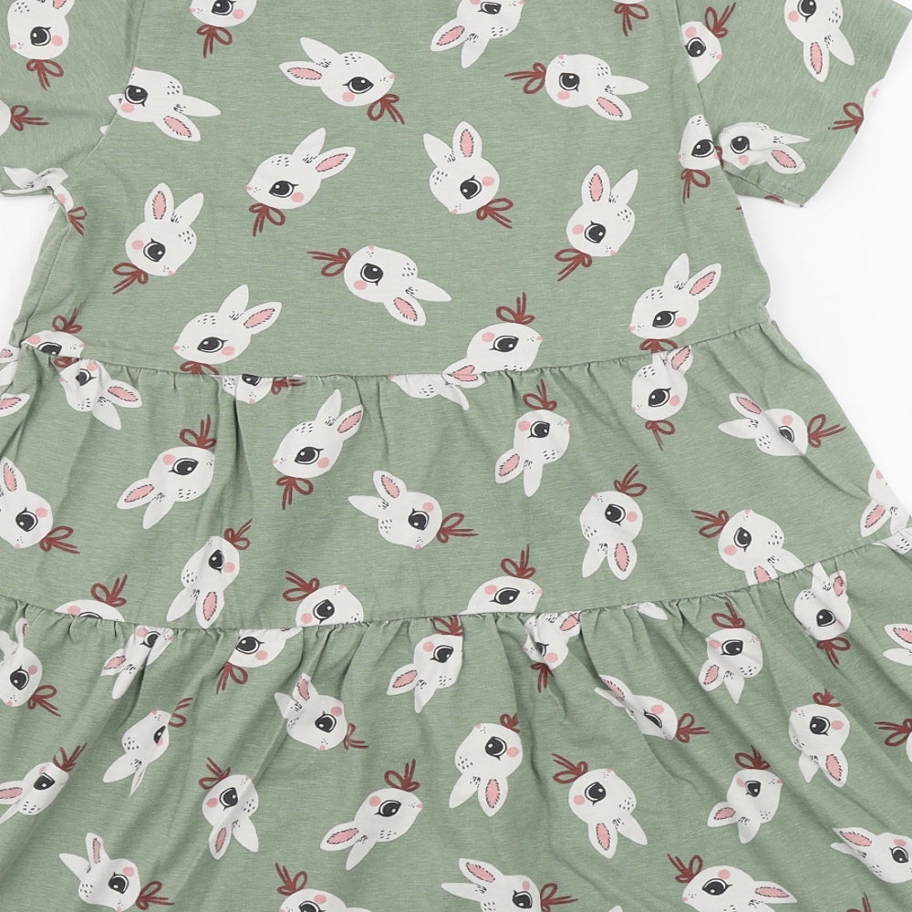 H&M  Girls Green   A-Line  Size 8-9 Years  - Bunny Rabbit