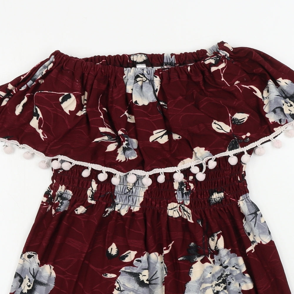 Preworn  Girls Purple Floral  A-Line  Size L