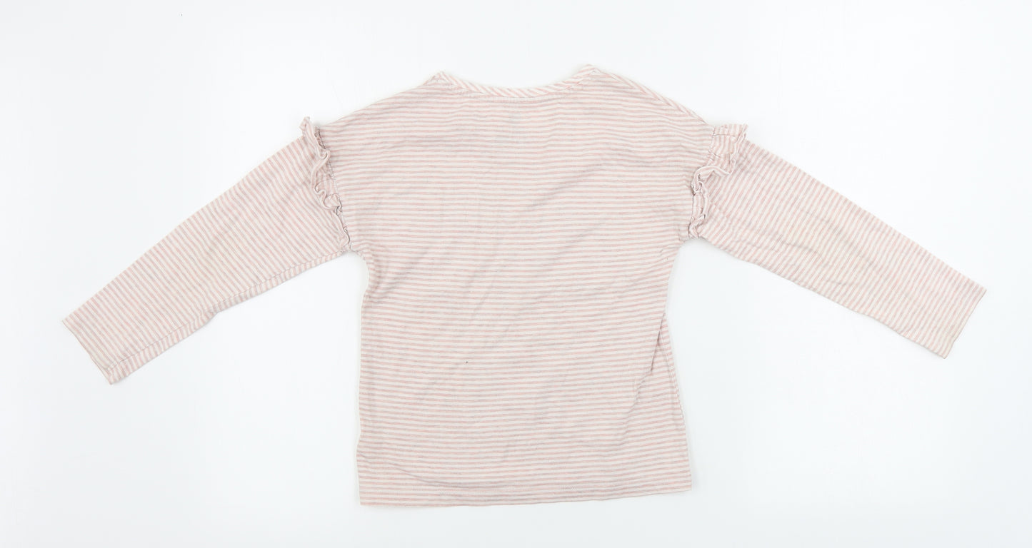 F&F  Girls Pink Striped  Basic T-Shirt Size 7-8 Years  - unicorn