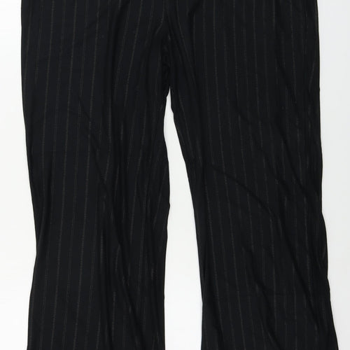 Marks and Spencer  Womens Black Striped  Trousers  Size 18 L28 in