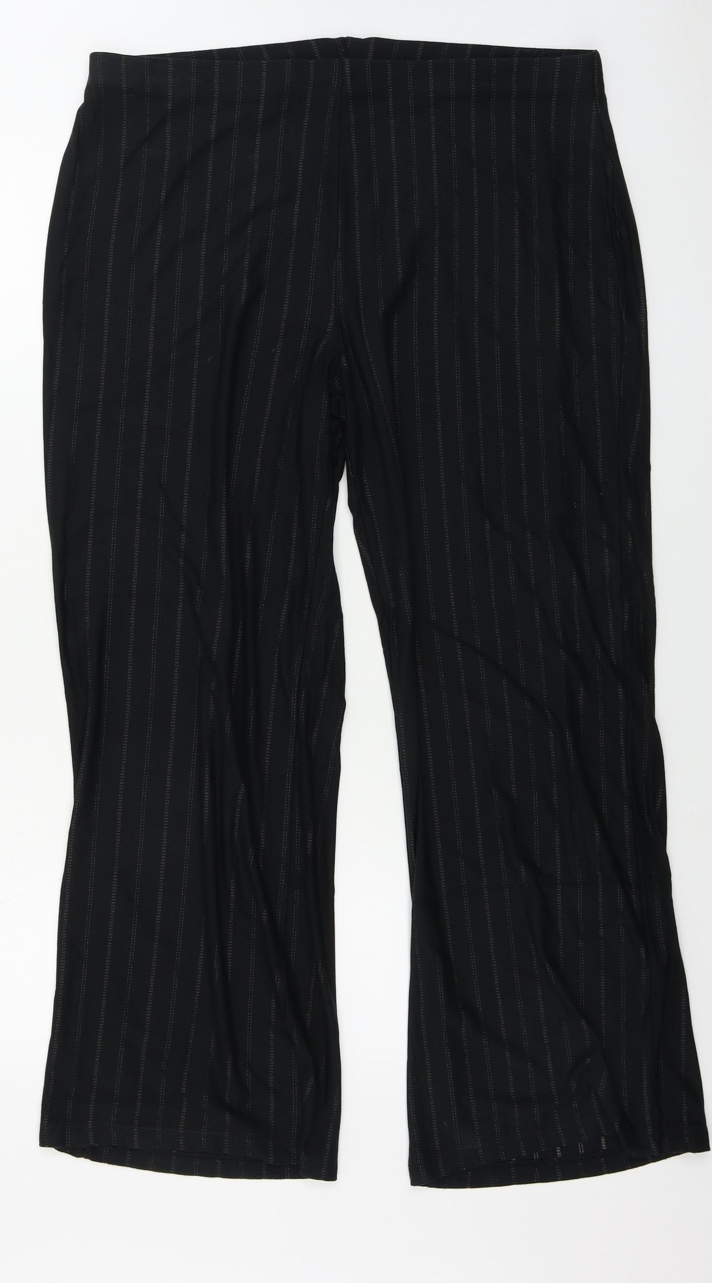 Marks and Spencer  Womens Black Striped  Trousers  Size 18 L28 in