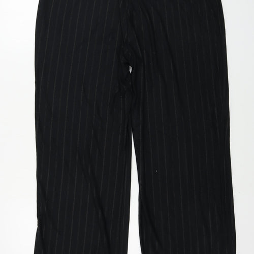 Marks and Spencer  Womens Black Striped  Trousers  Size 18 L28 in