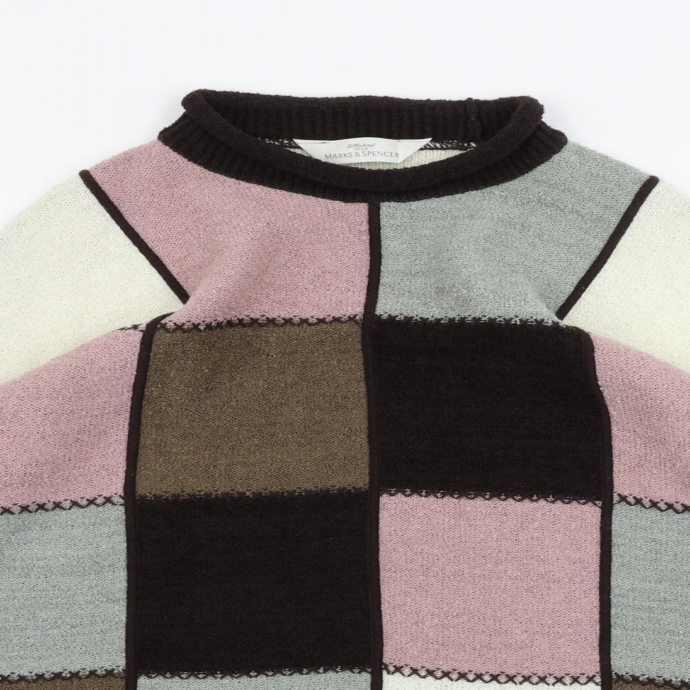 Marks and Spencer  Womens Brown Check  Pullover Jumper Size 18