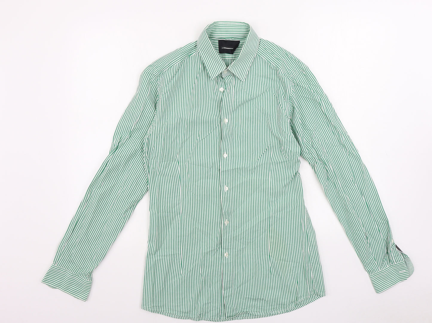 Diesel Mens Green Striped   Dress Shirt Size S