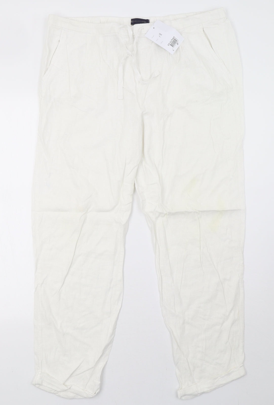 Marks and Spencer Womens White   Trousers  Size 18 L30 in